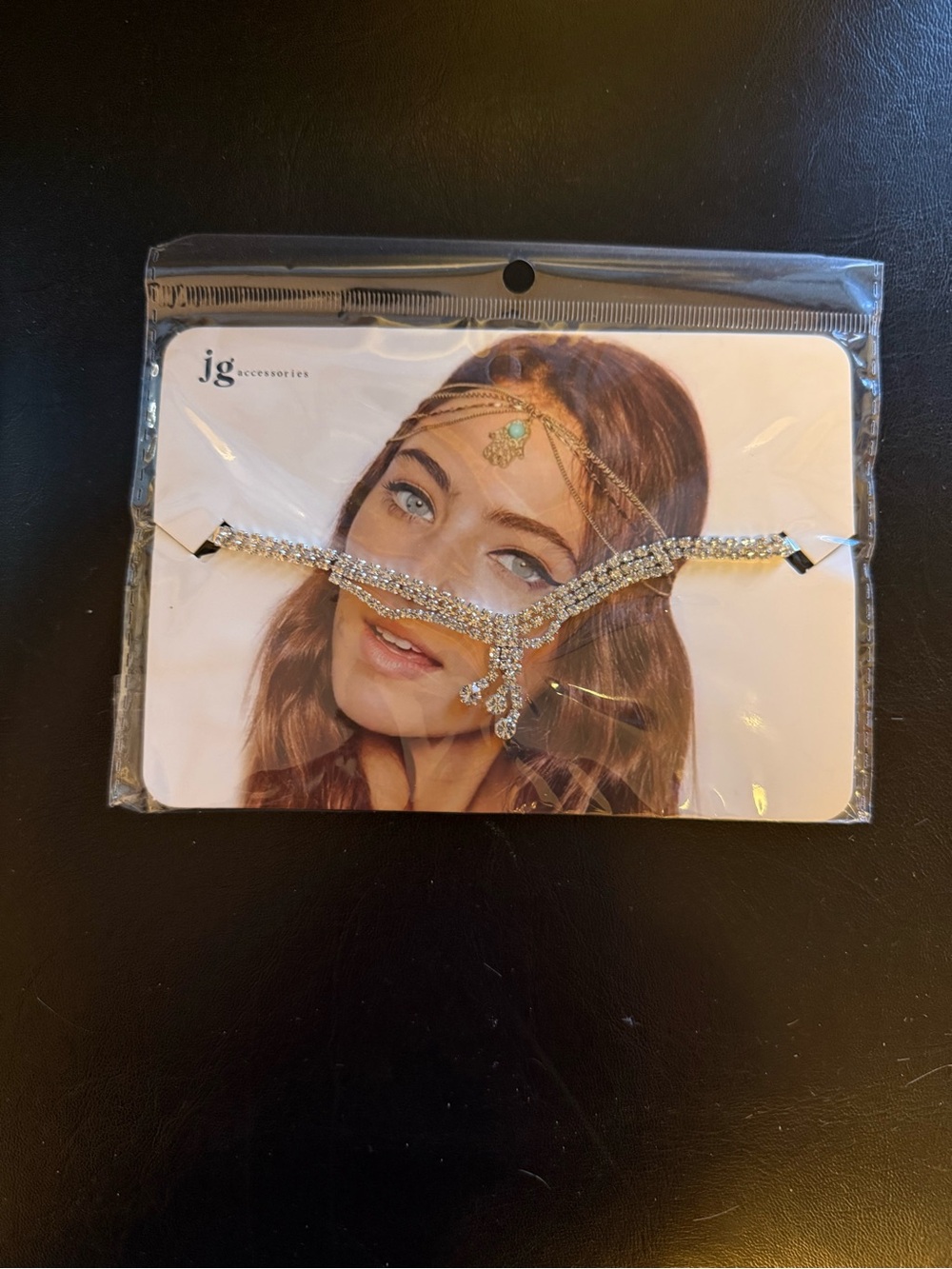 jg Accessories Crystal Headpiece - Silver Rhinestone Forehead Chain
